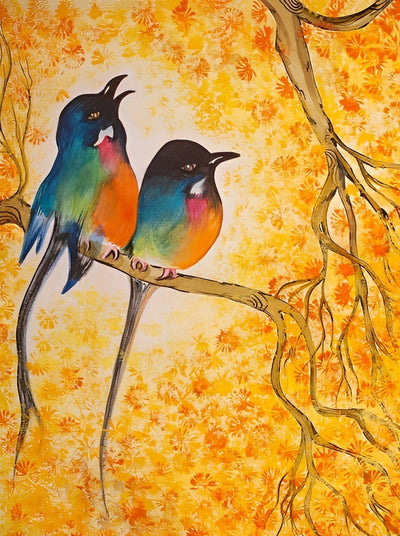 Deux Oiseaux Enrobés Broderie Diamant