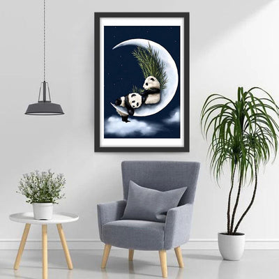 Deux Pandas sur la Lune Broderie Diamant