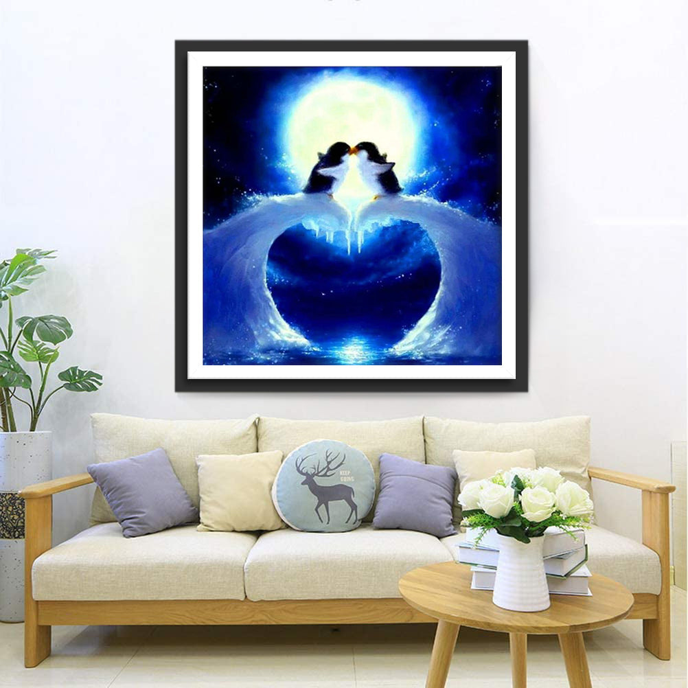 Deux Petit Manchots S'embrassant Broderie Diamant