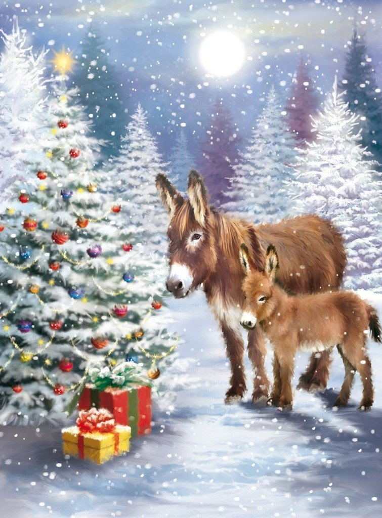 Deux Petits Anes Broderie Diamant