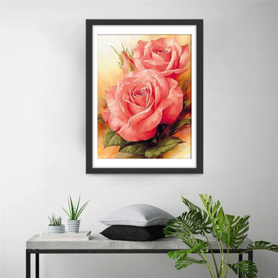 Deux Roses Roses Broderie Diamant
