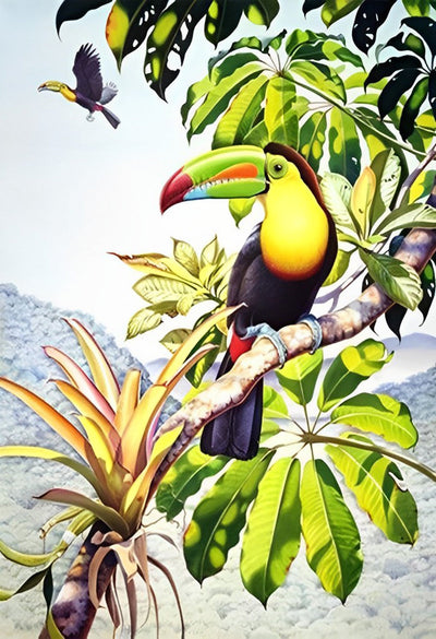 Deux Toucans Toco Broderie Diamant