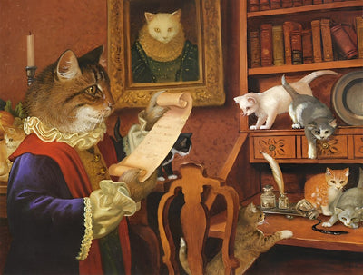 Duc Chat au Moyen Age et Ses Chatons Broderie Diamant