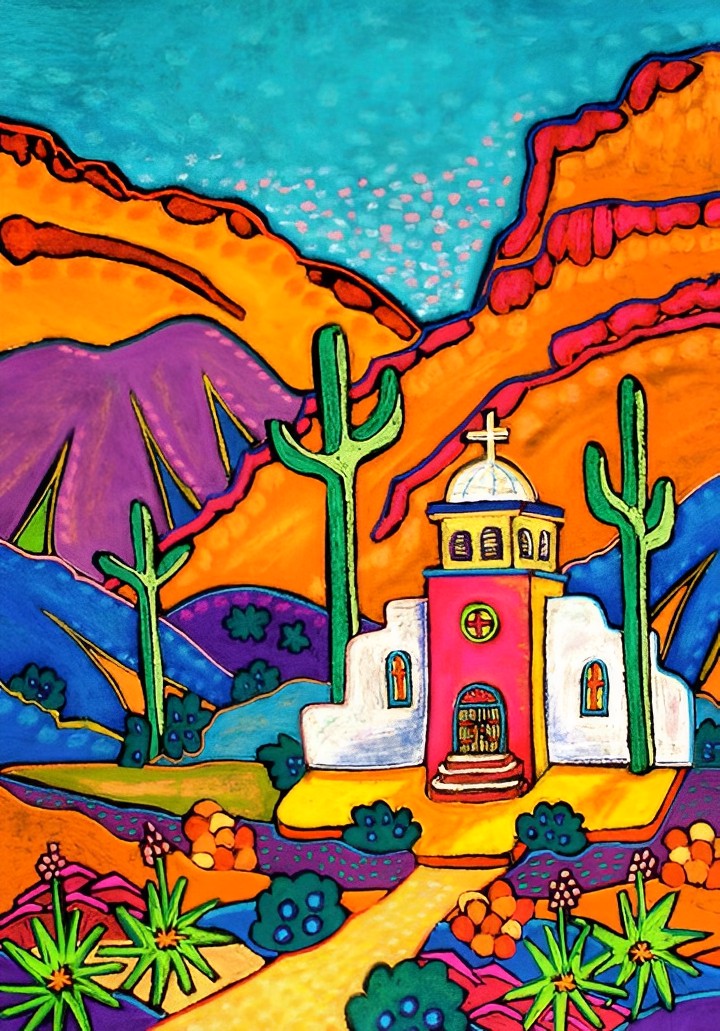 Église Mexicaine d'Art Abstrait Populaire Broderie Diamant