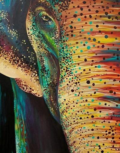Éléphant avec des Taches du Couleur Broderie Diamant