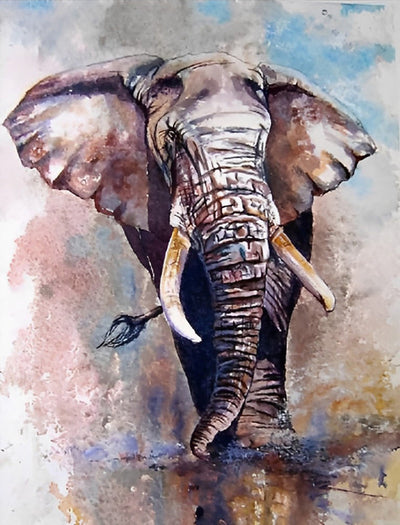 Éléphant Brun Broderie Diamant