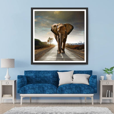 Éléphant dans la Lumière Broderie Diamant