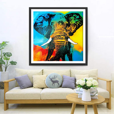 Éléphant en Couleurs d'Arc-en-Ciel Broderie Diamant