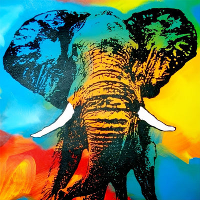 Éléphant en Couleurs d'Arc-en-Ciel Broderie Diamant