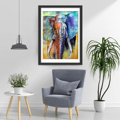 Éléphant en Couleurs Fantastiques Broderie Diamant