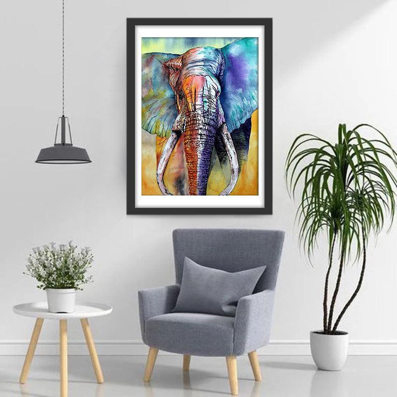 Éléphant en Couleurs Fantastiques Broderie Diamant