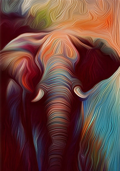 Éléphant en Lignes Multicolores Broderie Diamant