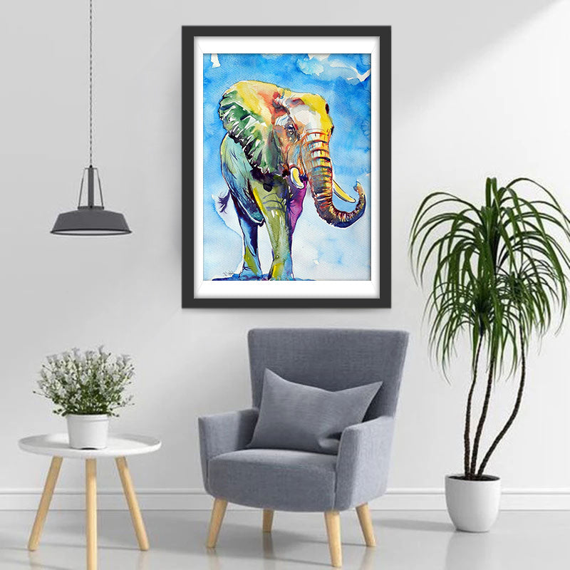 Éléphant et Ciel Bleu Broderie Diamant