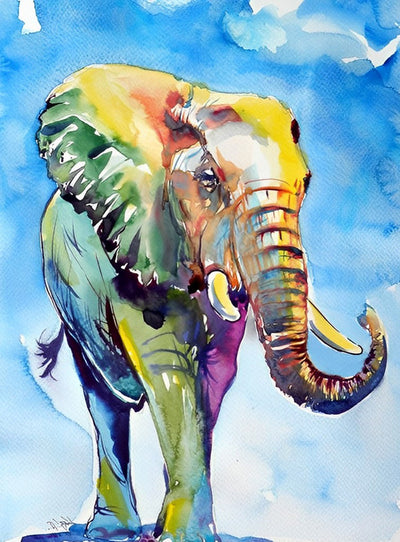 Éléphant et Ciel Bleu Broderie Diamant