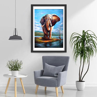 Éléphant et l'Ile Broderie Diamant