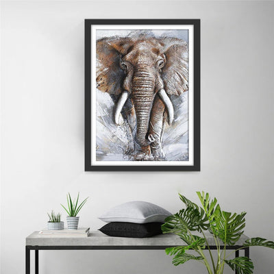 Éléphant Gris Broderie Diamant