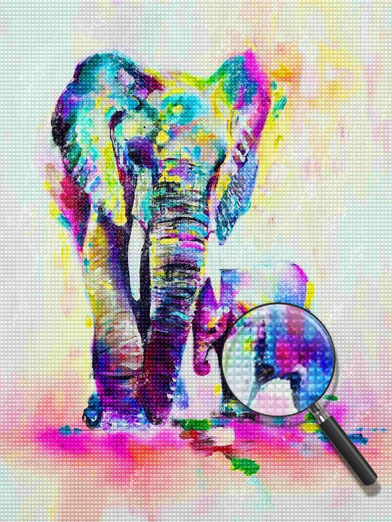 Éléphant Multicolore Broderie Diamant