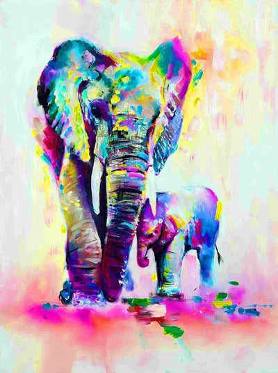 Éléphant Multicolore Broderie Diamant