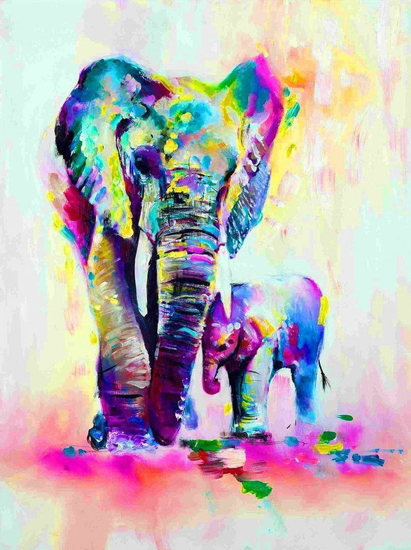 Éléphant Multicolore Broderie Diamant