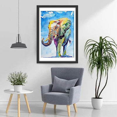 Éléphant Multicolore et le Ciel Bleu Broderie Diamant