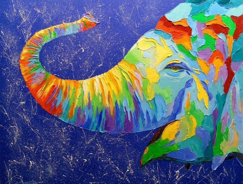 Éléphant Multicolore Heureux Broderie Diamant