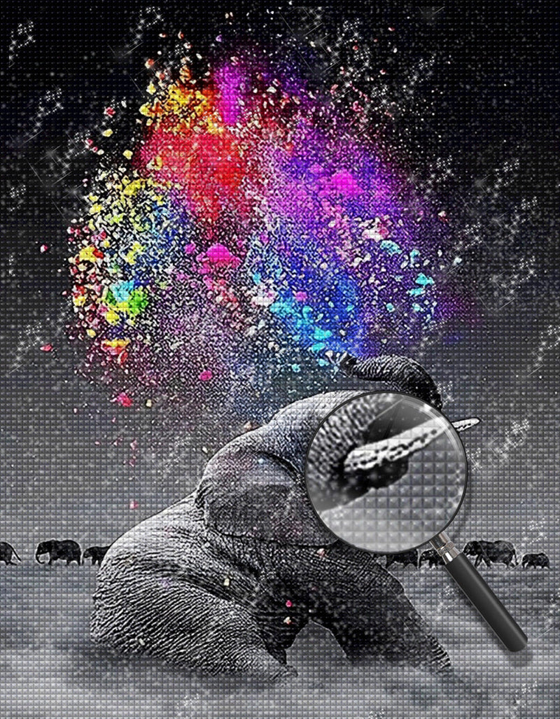 Éléphant Pulvérisant de l’Arc-en-Ciel Broderie Diamant