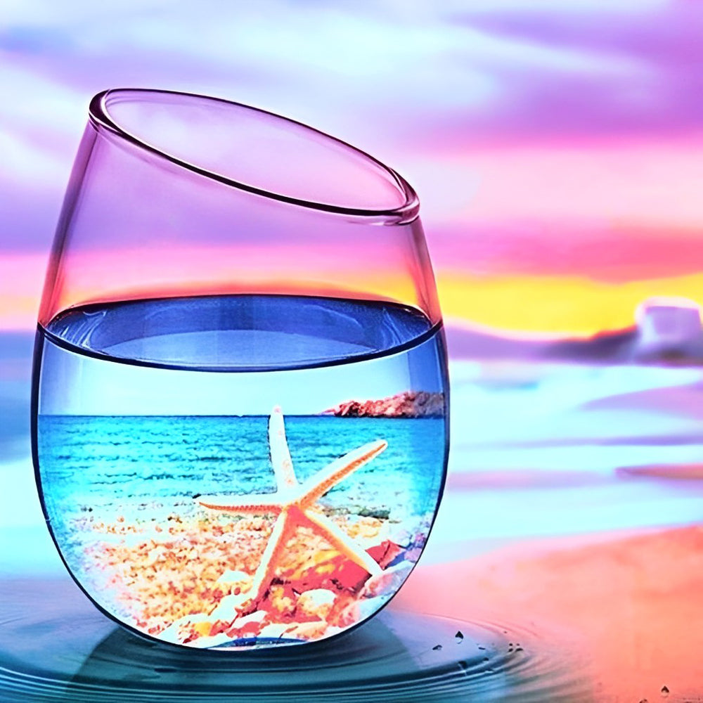 Étoile De Mer dans le Verre Broderie Diamant