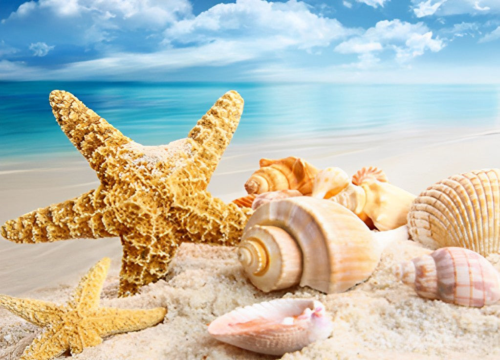 Étoile De Mer Jaune sur la Plage Broderie Diamant
