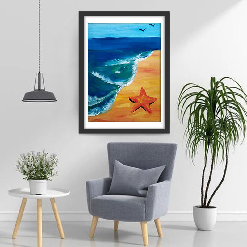 Étoile De Mer Rouge et la Mer Broderie Diamant