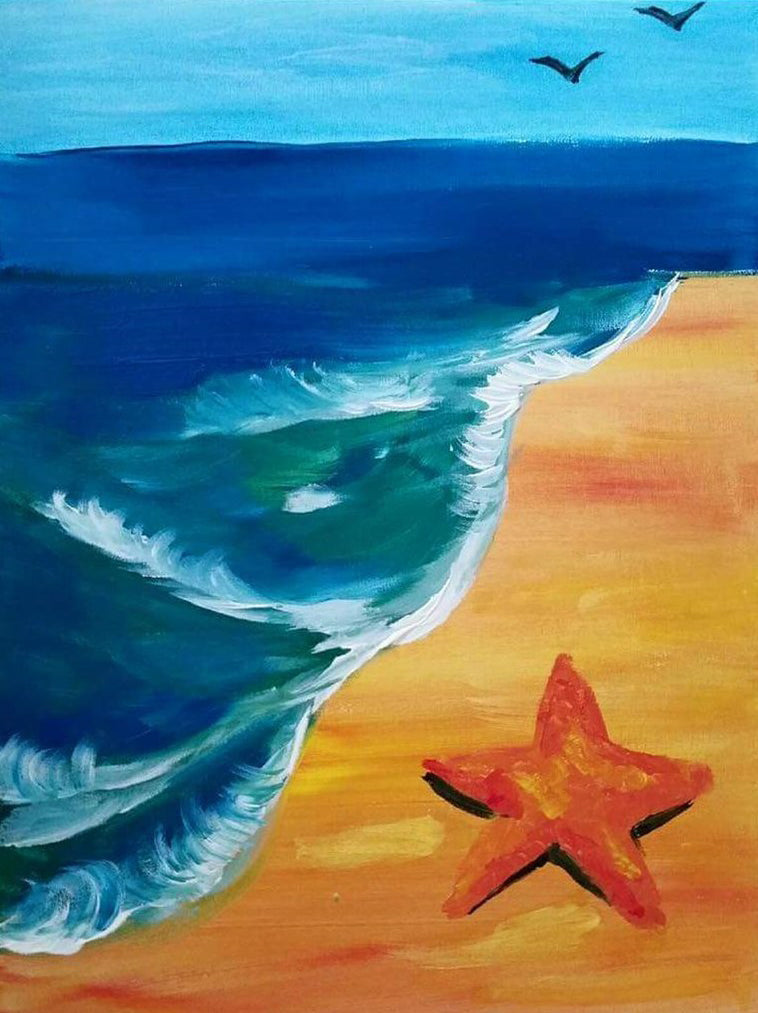 Étoile De Mer Rouge et la Mer Broderie Diamant