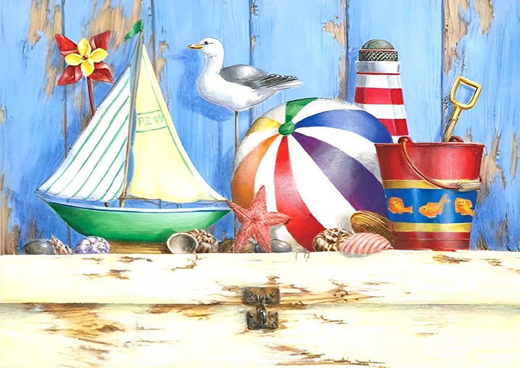 Étoile De Mer Rouge sur la Plage Broderie Diamant