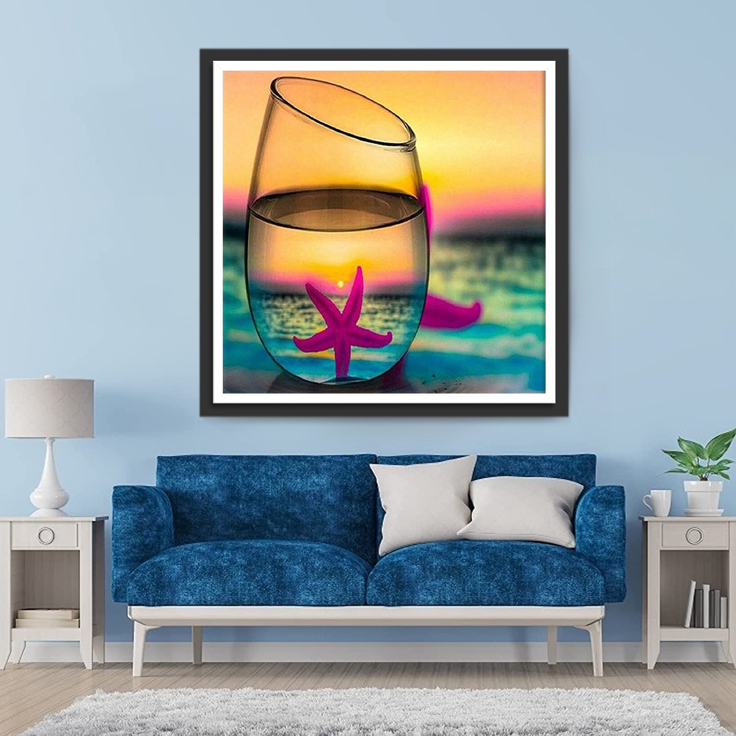 Étoile De Mer Violette dans le Verre Broderie Diamant