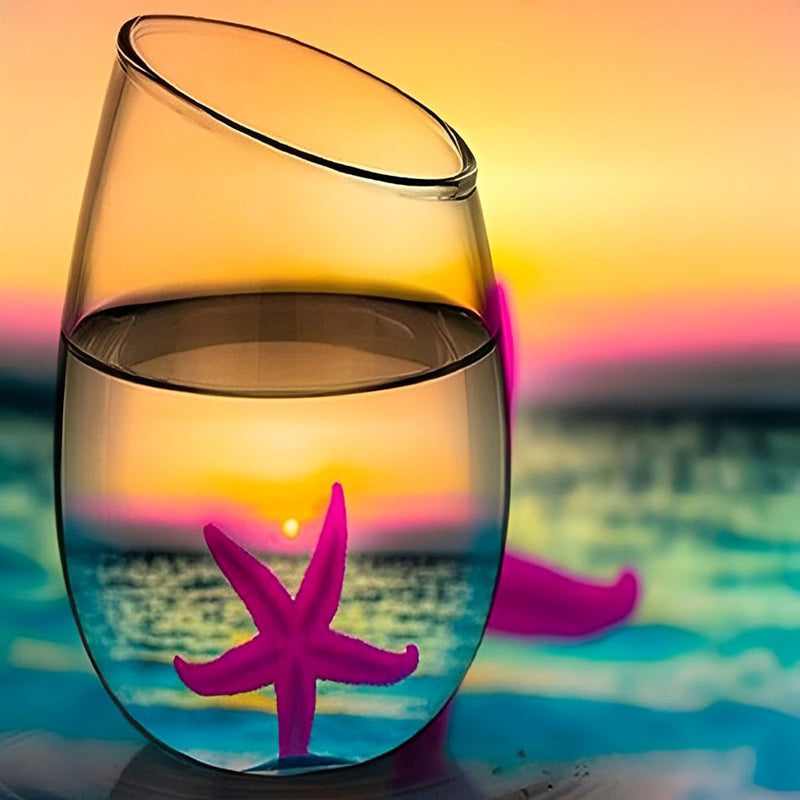 Étoile De Mer Violette dans le Verre Broderie Diamant
