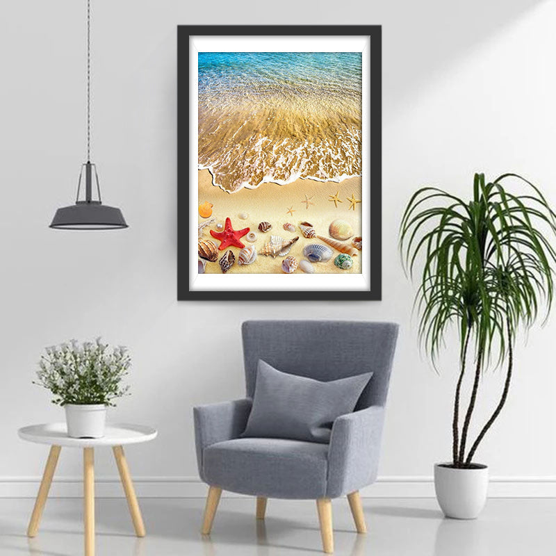 Étoiles De Mer et Coquilles sur la Plage Broderie Diamant