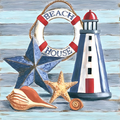 Étoiles De Mer et Phare Broderie Diamant