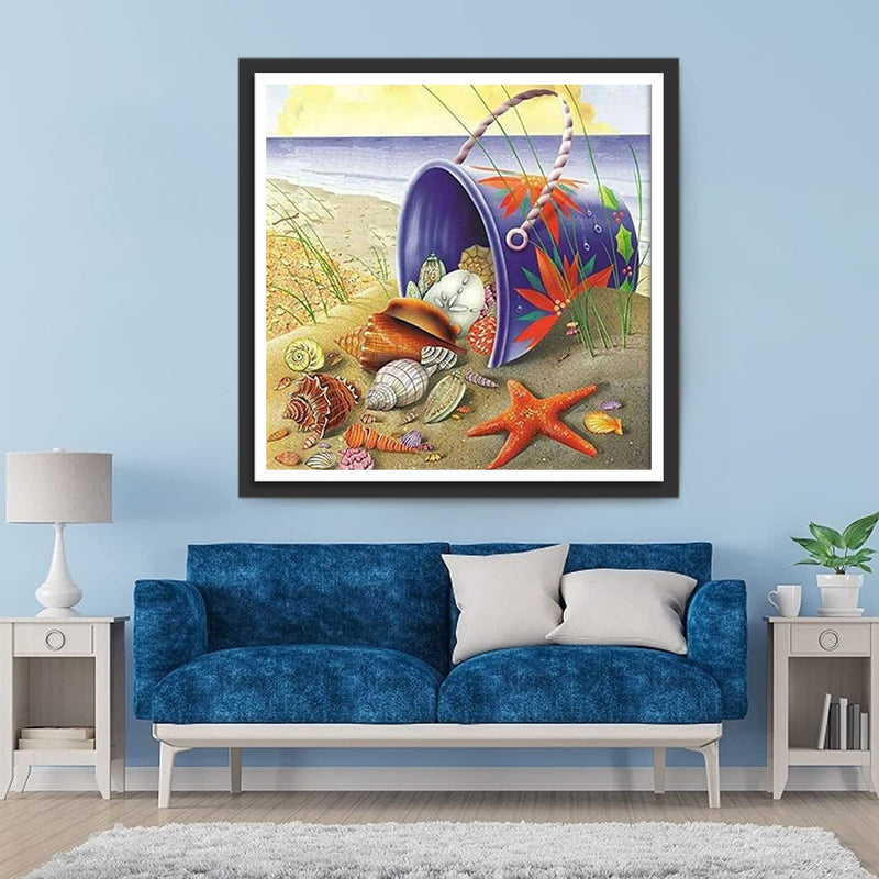 Étoiles De Mer et Seau Broderie Diamant