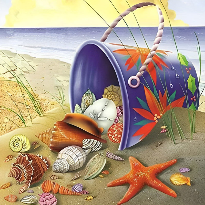 Étoiles De Mer et Seau Broderie Diamant