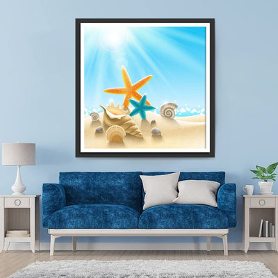 Étoiles De Mer Orange et Bleue Broderie Diamant