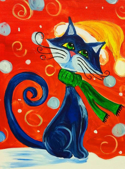 Étrange Chat Maigre Broderie Diamant