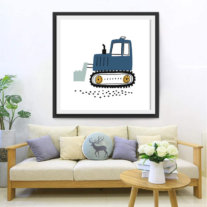 Excavatrice Bleue Cartoon Broderie Diamant