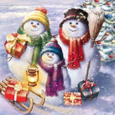 Famille de Bonhomme de Neige Broderie Diamant