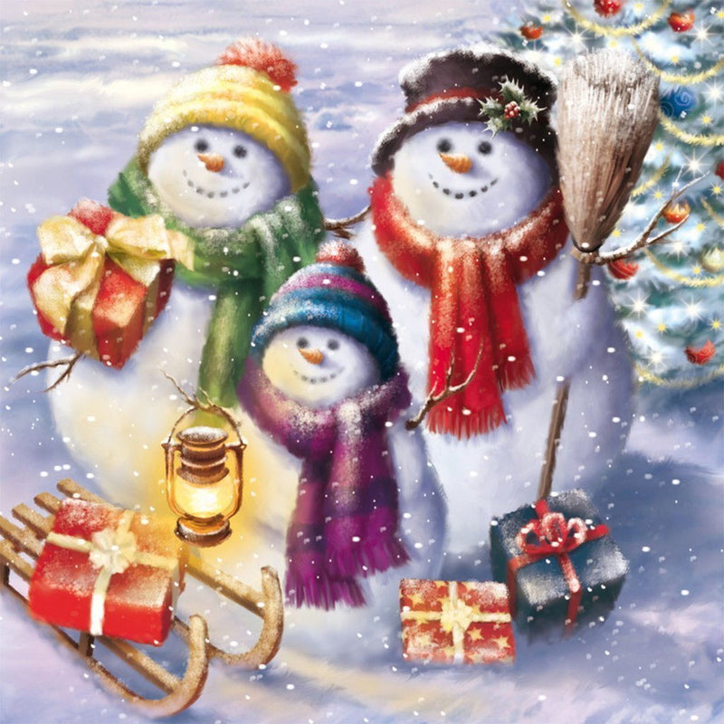 Famille de Bonhomme de Neige Broderie Diamant