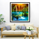 Famille de Cygnes er Forêt Paysage Broderie Diamant