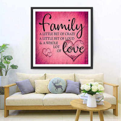 Famille et Amour Rose Foncé Broderie Diamant