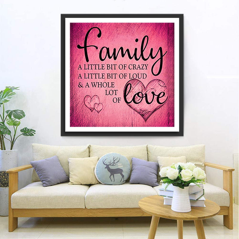 Famille et Amour Rose Foncé Broderie Diamant