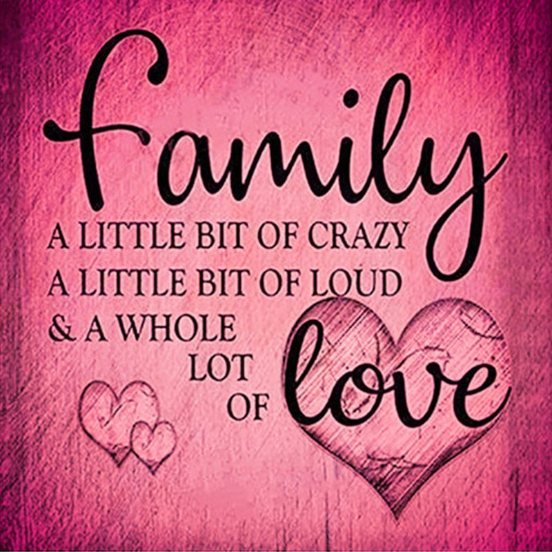 Famille et Amour Rose Foncé Broderie Diamant