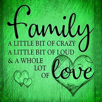 Famille et Amour Vert Broderie Diamant