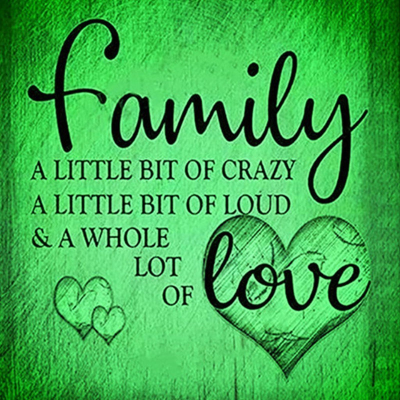 Famille et Amour Vert Broderie Diamant