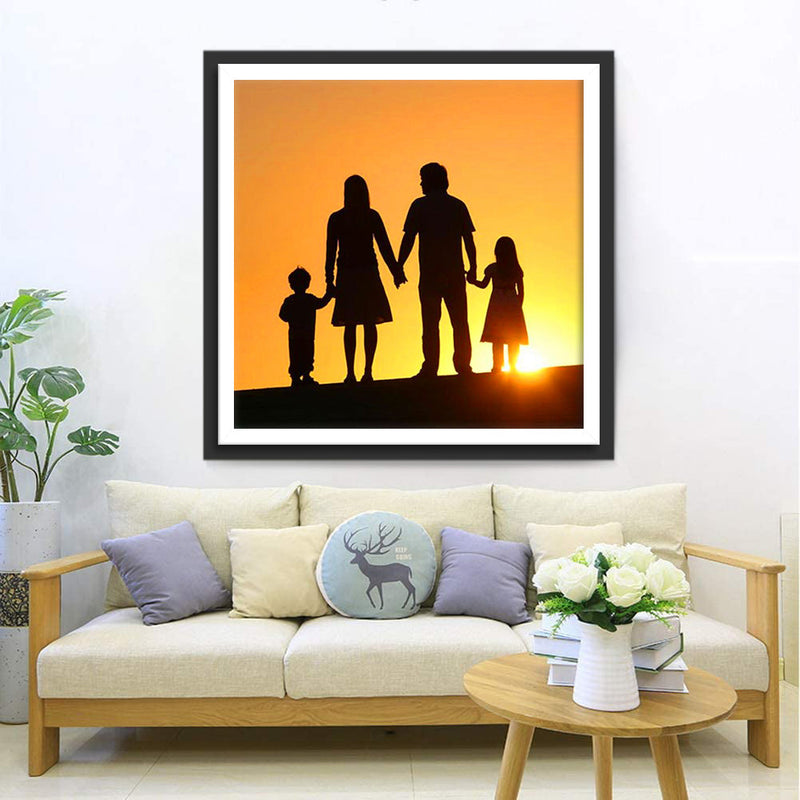 Famille et le Soleil Couchant Broderie Diamant