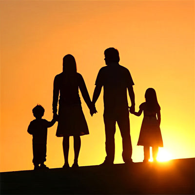 Famille et le Soleil Couchant Broderie Diamant